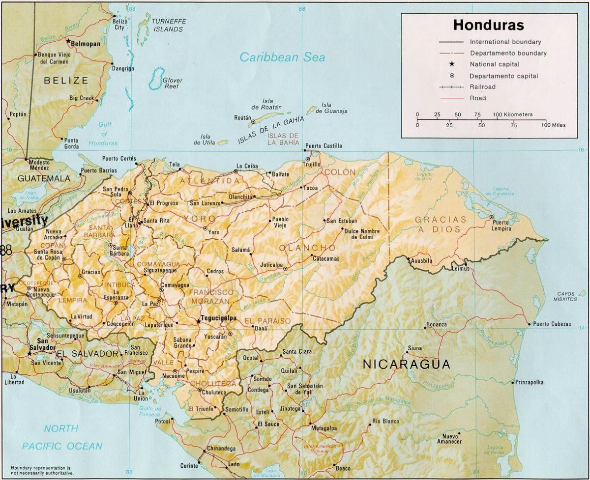 zaljev, otok roatan, Honduras karti