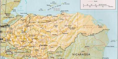 Zaljev, otok roatan, Honduras karti