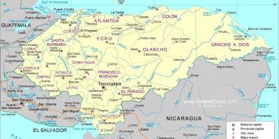 Karta politička karta Hondurasa