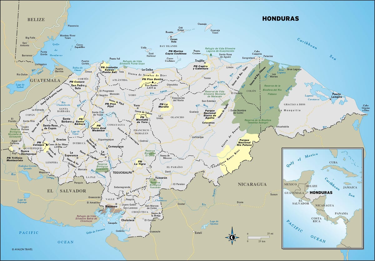 karta Hondurasa turist