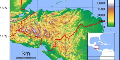 Karta Hondurasa topografski